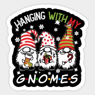 Funny Christmas Gnome Hanging With My Gnomies Family Pajamas Sticker